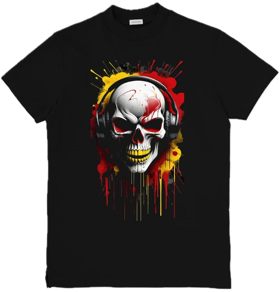

Music Skull Unisex Graphic 100% Cotton T-shirt Mens Tees Top Top Size S-3XL 2XL