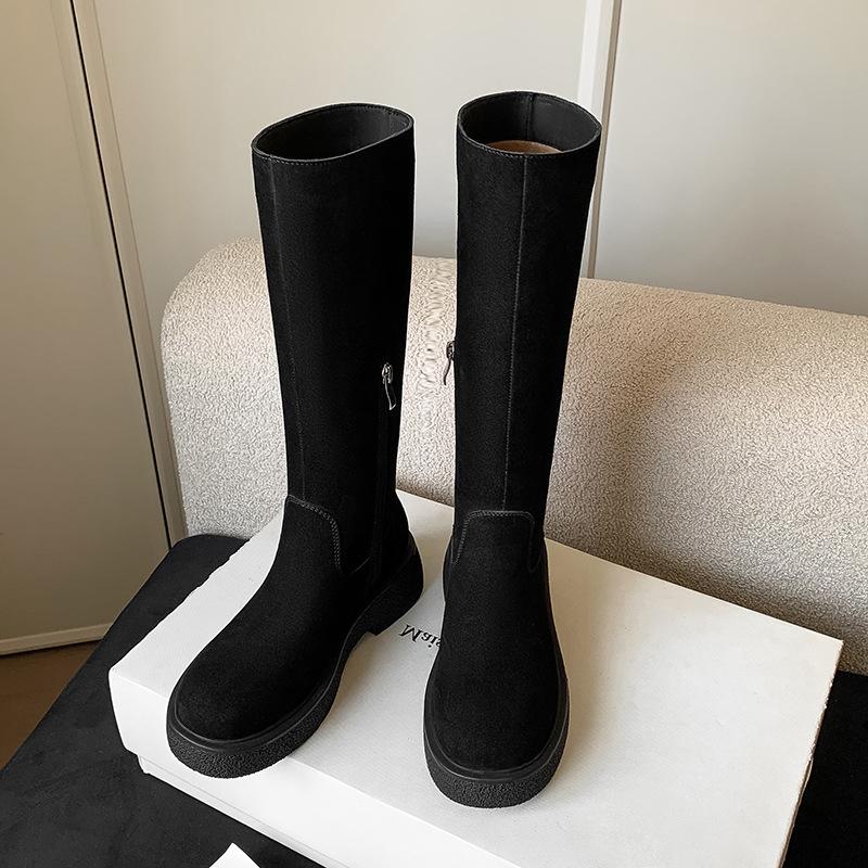 4.5CM Small Spice Girl Wind Knight Boots 2025 Autumn and Winter New Round Head Thick Heel But Knee Boots Women