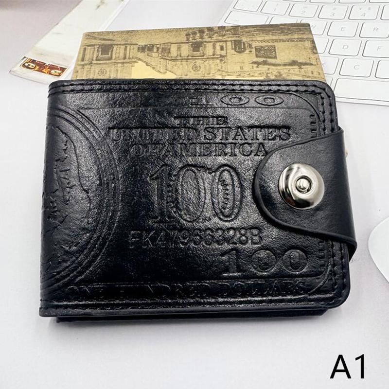 Męski portfel biznesowy Męskie portfele ze wzorem 100 dolarów amerykańskich portfel męski skórzany walet uchwyt na karty ze zdjęciem portfel o dużej pojemności