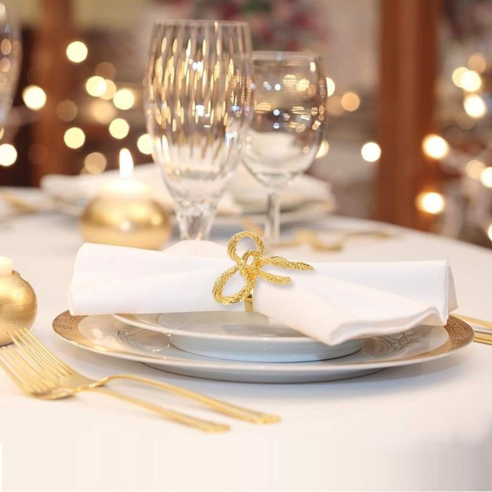 6 Pieces Sturdy Metal Napkin Holder Elegant Napkin Buckle Holiday Decor Tissue Ring Banquet Party