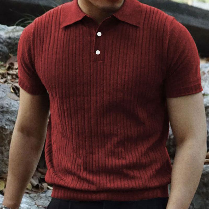 

Летняя деловая легкая мужская высококачественная повседневная рубашка-поло с короткими рукавами и воротником в зрелом стиле, трикотажная рубашка-поло для мужчин, футболка XXXL бордовый