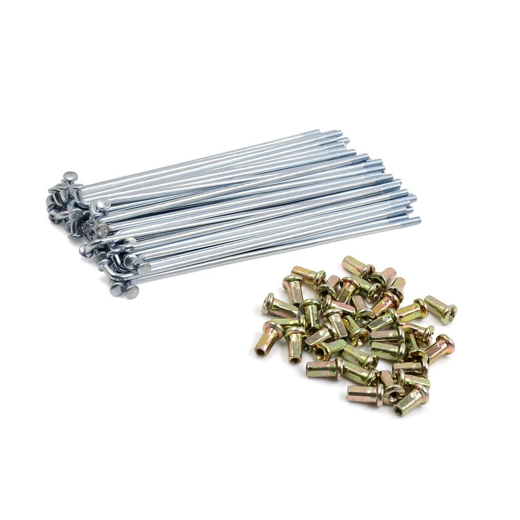 ACROPIX Motorcycle Scooter Wheel Plated Spoke Set 150mm Length with Nipples Silver Tone 36 Pieces