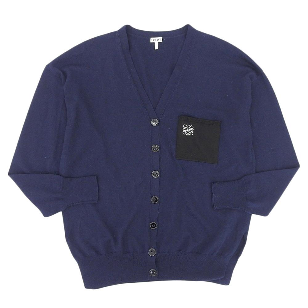 LOEWE Anagram logo wool cardigan in good condition, women's, S, S359Y16K04 tops S NavyUsed