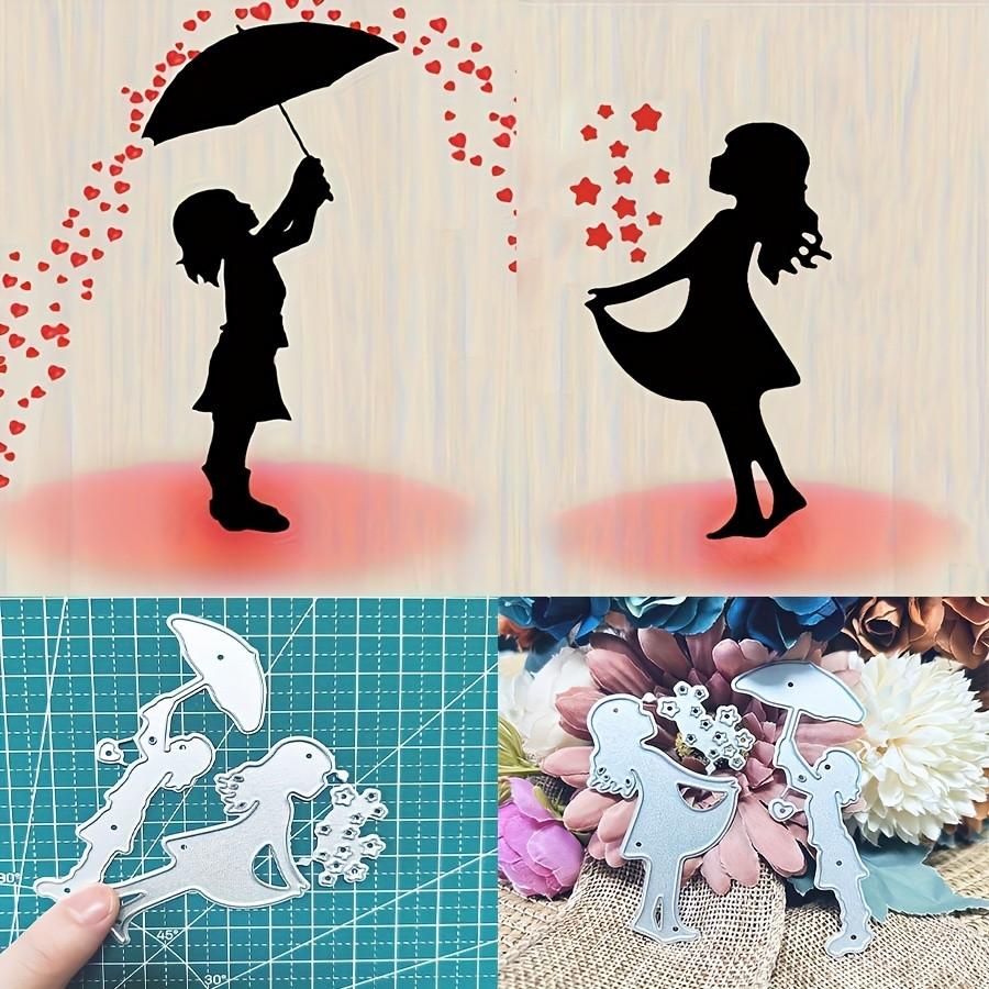 2Pcs/Set Little Girls Dies Cuts For Card Making, Hearts Cutting Dies, Stars Metal Die Cutting Mold, Scrapbooking Dies, DIY Etched Embossing Stencil