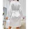 1011 new coat European and American style sexy nightgown simulation silk lace wedding morning gown women's love nightgown
