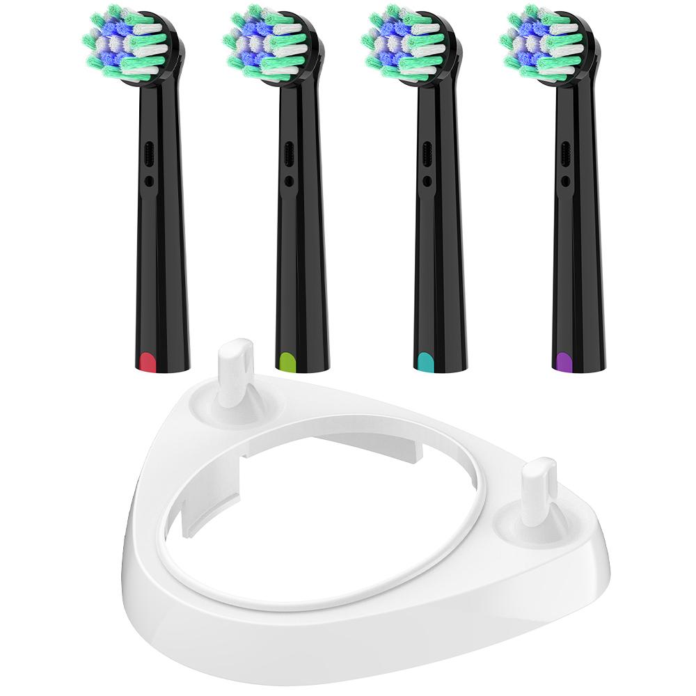 

4 Pcs Replacement Cross Action Brush Heads and Toothbrush Head Holder Charger Base, Compatible with Oral B Electric Toothbrushes
