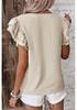 Available: Stylish European & American Women's Petal Sleeve Pullover T-Shirt, Versatile Short Sleeve Round Neck Design