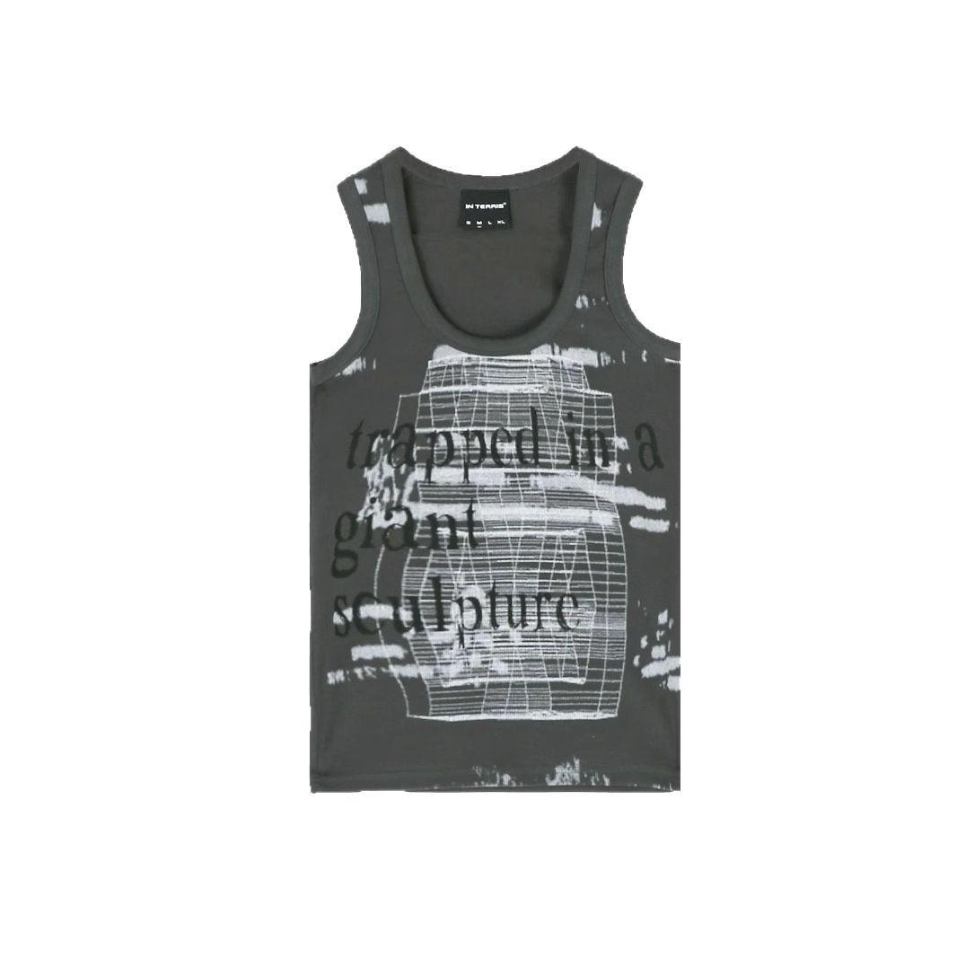 

Кружевной принт, облегающая майка для женщин - Летний милый и классный стиль топ XL серебряный серый