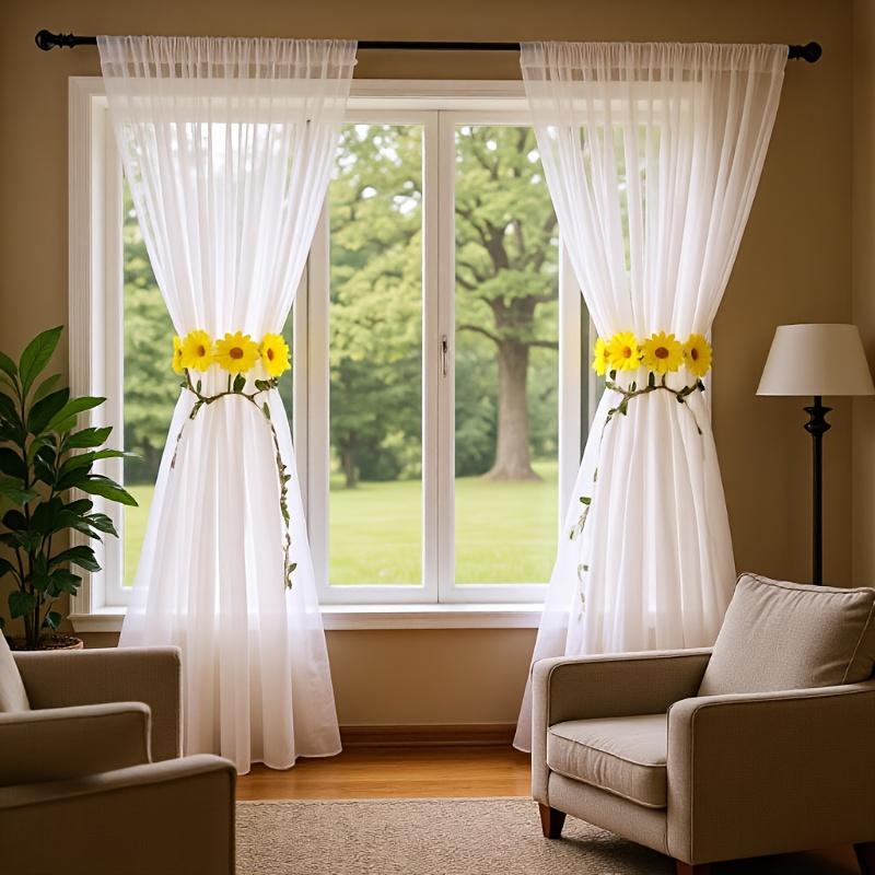 A Set of 2 Creative Plant Vines Artificial Flower Curtain Hooks, Bohemian Style Floral Decorations, Adjustable Transparent Curtain Fixing Clips