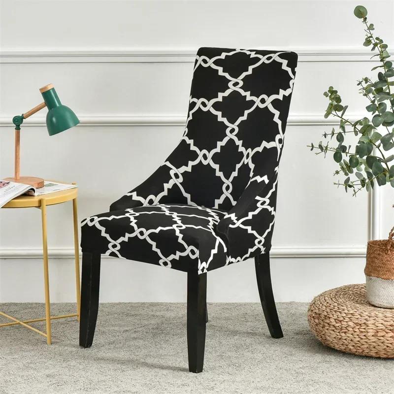 Elastische Esszimmerstuhlbezüge Schräge Rückenlehne Sesselbezüge Pastoraler Stil Sitzüberwürfe für Zuhause Party Bankett Büro