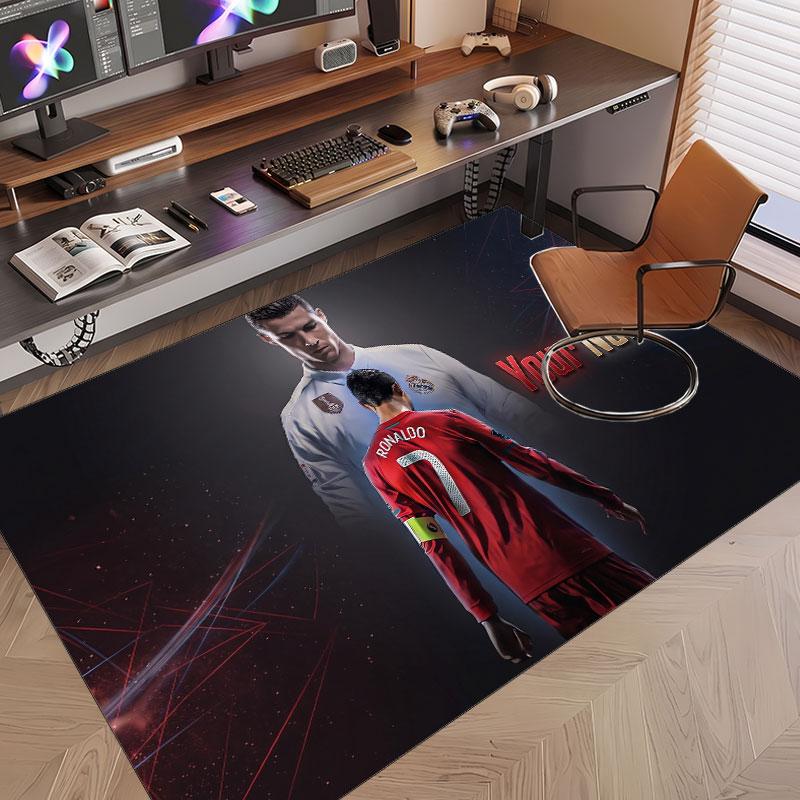 Custom Rug Cristiano Ronaldo Pattern Print Name Text Soft Non‑Slip Floor Carpet for Home Indoor Decoration