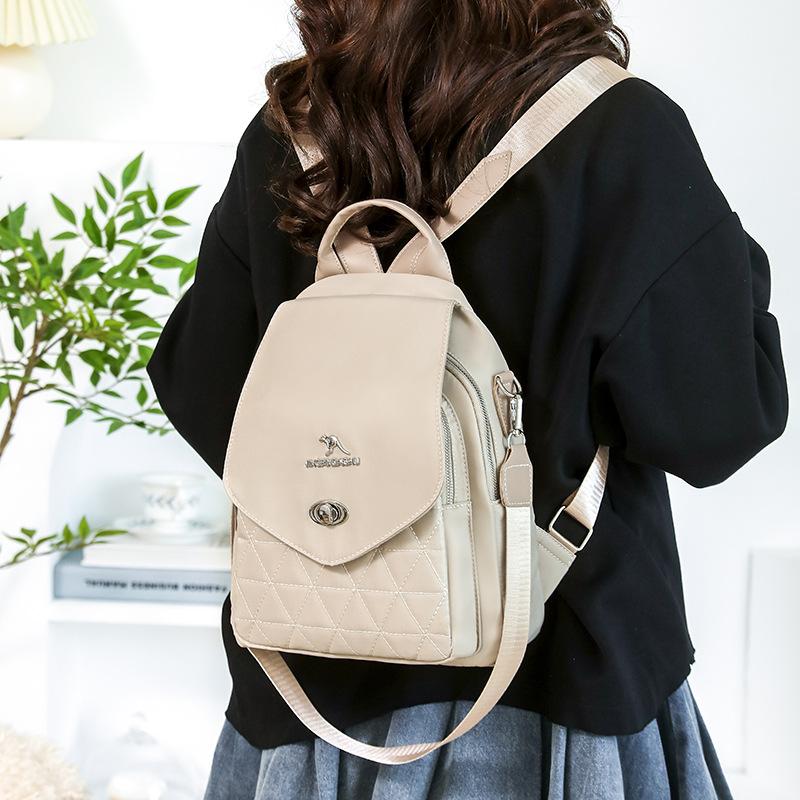 A Lady's High-end Embroidered Thread Travel Backpack, A Simple and Casual Fabric Multi-purpose Schoolbag