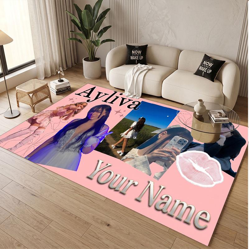 Custom Name Crystal Velvet Rug,Ayliva Comfortable Anti Slip Floor Mat For Room Decoration