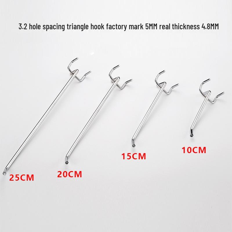 Lochwand und Schmuck Doppelzinkenhaken, Dreifuß, Supermarktregal und gerade Haken