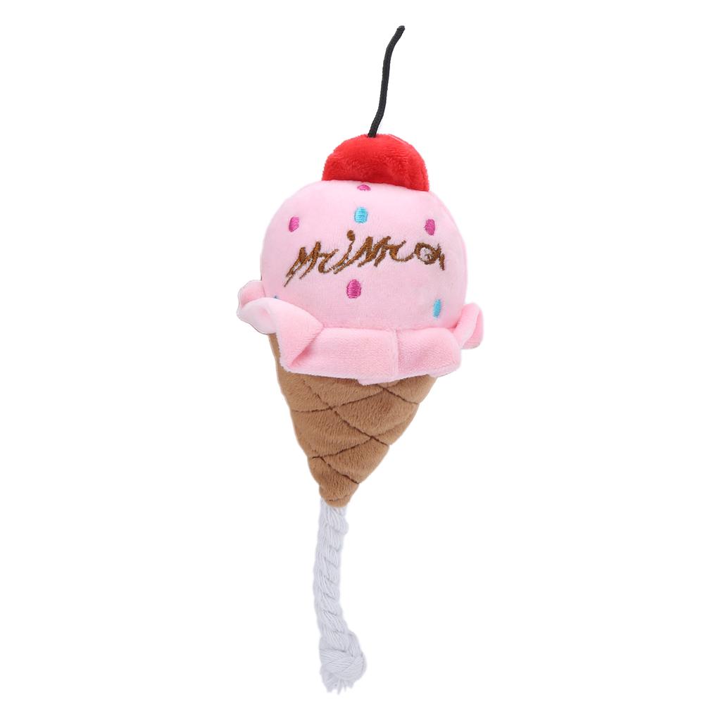 Pet Ice Cream Plush Toys Soft Stuffed Plush Toys Squeaky Chewing Toy for PuppiesPink
