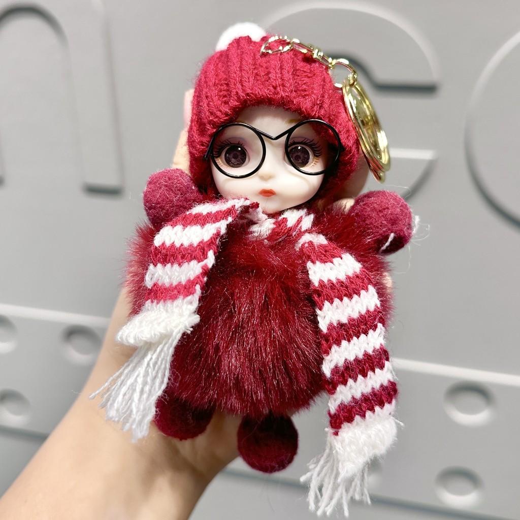 Big Plush Fun Eye Doll Keyring Colorful Scarves Unique Accessory For Bags And Keys