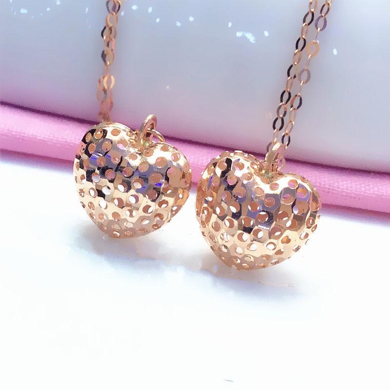 Чистое Фиолетовое Золото Блестящее Полое Сердце Темперамент Цветное Позолоченное Розовое Золото Подвеска Ожерелье Женское