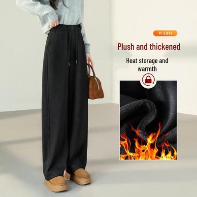 Handu Yishe Women's Plush-Lined High-Waist Wide-Leg Banana Pants
