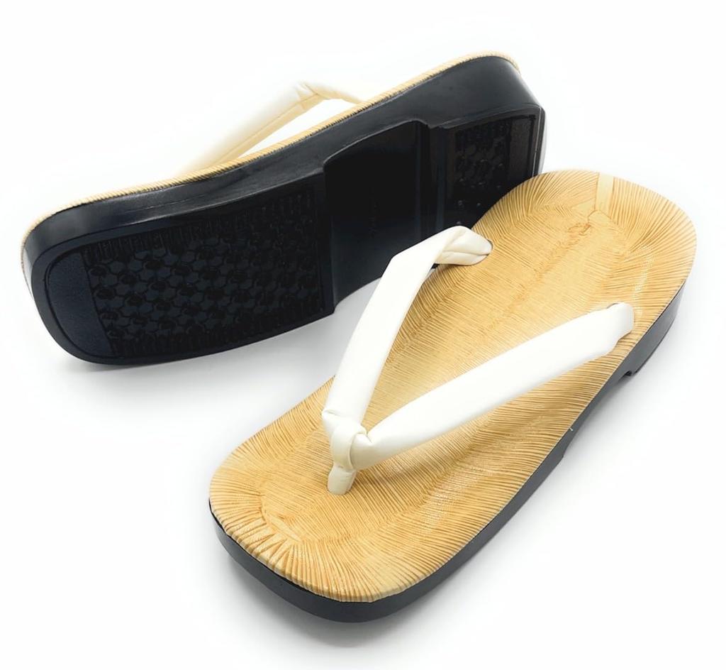 Kimono Made in Japan Geta Sandals with Urethane Soles Suitable for and Size L [Asakusa Market] Men's [White Straps], Men, Priests, Temples, Shrines,
