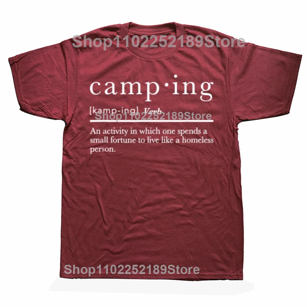 Lustige Camping Definition Camp Grafik T-Shirts Herren Damenmode Lässiges Übergroßes T-Shirt 100% Baumwolle Lockeres Übergroßes T-Shirt
