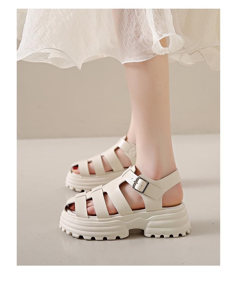 

Pig cage sandals women s new summer outer wear Baotou hollow pig cage muffin thick-soled Roman shoes women s spot 35
