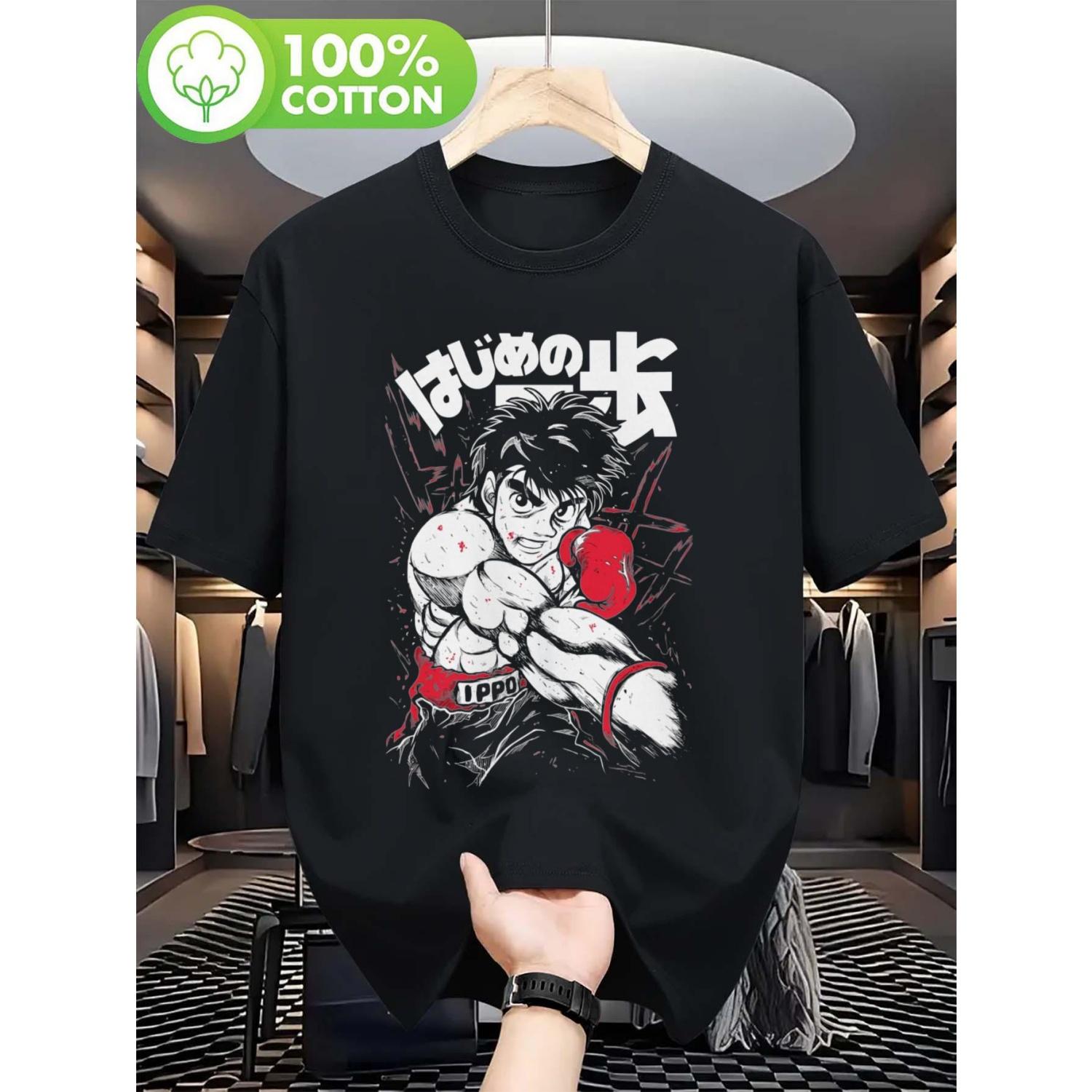 

2026 New Year Black Classic Tshirt with Ippo Boxing Pattern Suitable for Casual Wear By Anime Enthusiasts XXXXXL