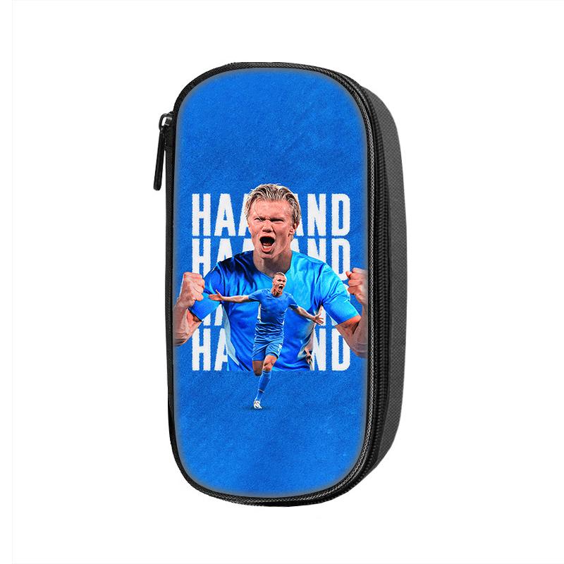 Haaland Pattern Pencil Case Makeup Bag Football Star Pen Bag Student Big Capacity Sports School Supplies Zipper Pencil Pouch
