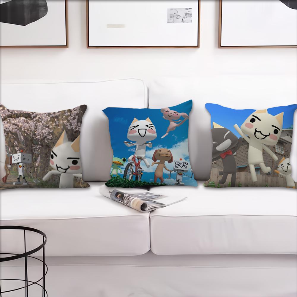 Cartoon Toro Inoue Cute cat cushion cover Pillow Case Pillowcase Soft Skin Friendly & Comfortable with a Hidden Zipper
