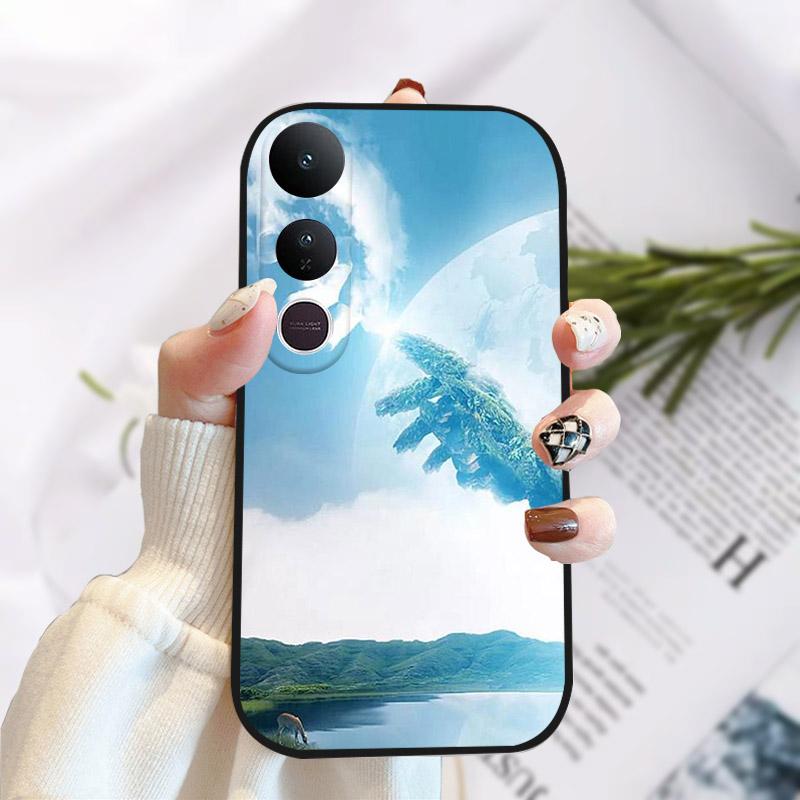 For Vivo V50 Lite 5G Case Fashion Luxury Printed Black Matte Soft TPU Silicone Bumper Cover For Vivo V50Lite 4G Phone Case Funda
