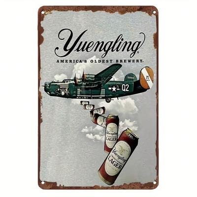 Placca Metallica Birra Yuengling Retrò, Decorazione Vintage "La Birreria Più Antica d'America", Accento Artistico per Uomo Grotta Bar per Appassionati di Birra Artigianale