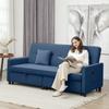 Three Person Velvet Feel Sofa Bed Blue