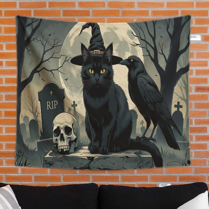 Witch Cat tapestry 75x100 чёрный