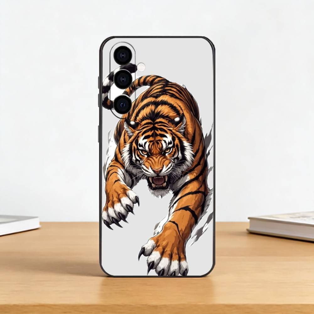 

Cartoon Ferocious Tiger Phone Case For Samsung Galaxy A73,A72,A71,A70,A53,A52,A51,Soft Silicone Black Cover Samsung a53 5g