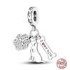 Charms Beads 925 Sterling Copper Pink Butterfly Luminous Firefly Chameleon Heart Charm Fit Original Bracelet DIY Holiday Zircon