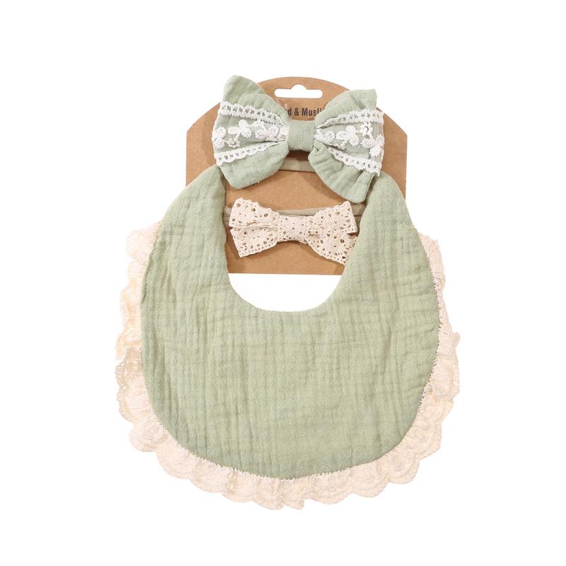 3 Teile/satz Solide Baumwolle Baby Lätzchen & Spitze Stirnbänder Prinzessin Jungen Mädchen Speichel Handtuch Fütterung Spucktücher Haar Bands