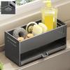 Kitchen Sink Organizer Self Drain Dish Anti Slip with Removable Tray Sponge Holder for