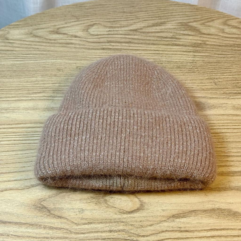 Căciulă nouă din blană de iepure cu paiete pentru femei, toamnă și iarnă, stil coreean casual, asortabilă cu orice, căciulă tricotată, îngroșată, rezistentă la frig, călduroasă, căciulă de iarnă