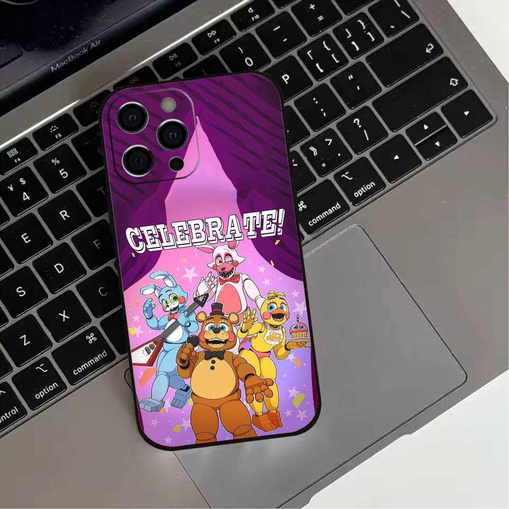 Five Nights At F-Freddys F-Fnaf Phone Case For iPhone 17,16,15,14,13,12,11 Plus,Pro Max,XS,Soft Silicone Black Cover