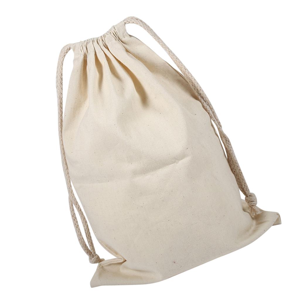 Household Plain Cotton Drawstring Storage Laundry Sack Stuff Bag for Travel Home Use 15 * 20CM