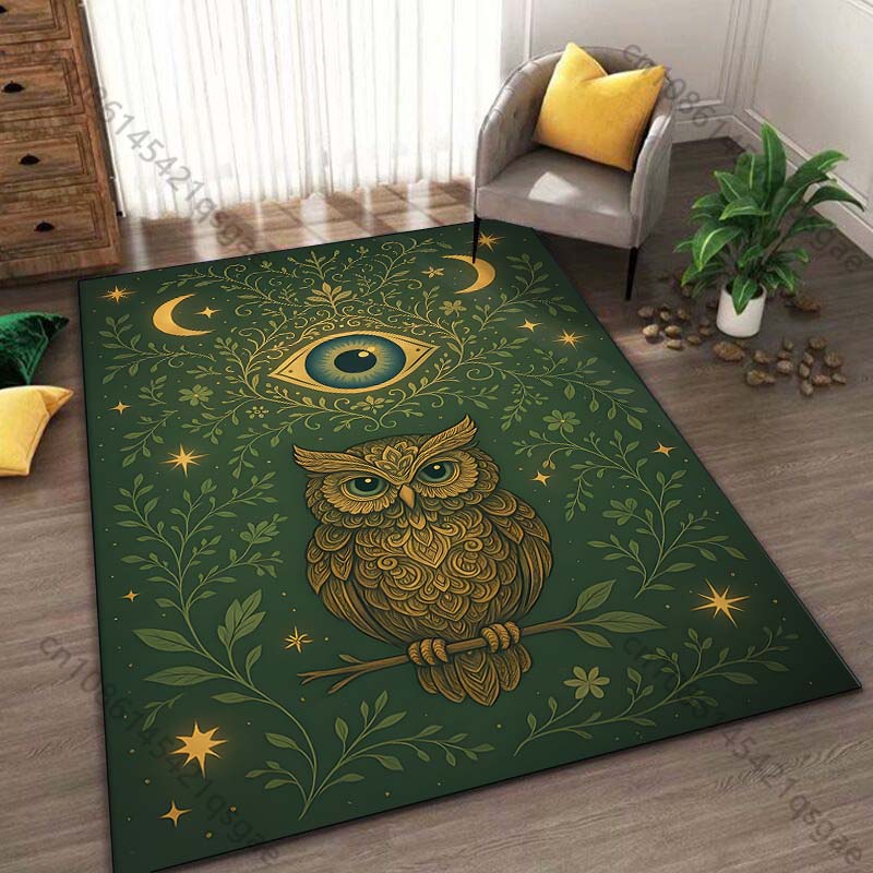 Divining Owl Printed Carpet for Living Room Bedroom Bedside Bathroom Floor Mat Area Rugged Sofa Mat Home Decor Large Size