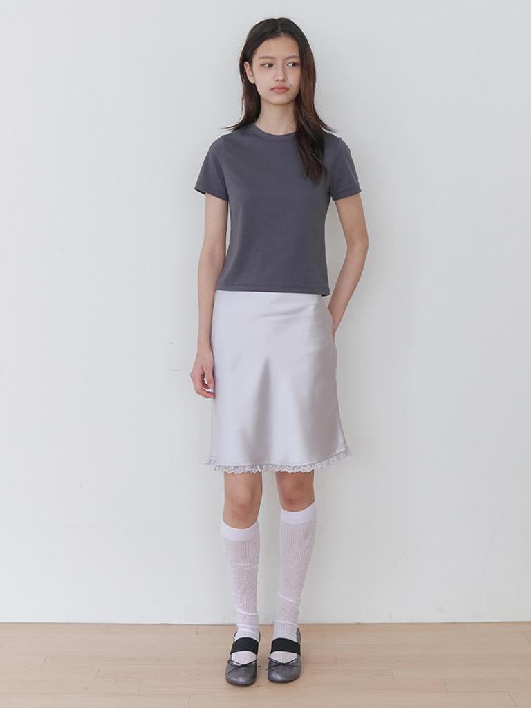 Kinder Baby Satin Lace Mini Skirt - Pearl Silver