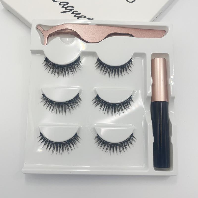 Magnetic 3D False Eyelashes: European & American Style, Thick, Curly, Natural Look, Available in Three or Five Pairs.
