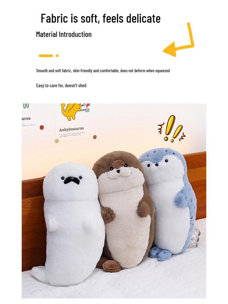 Super Miękka Duża Pluszowa Poduszka Wydra Morska - Urocze Oparcie do Łóżka i Zabawka do Spania