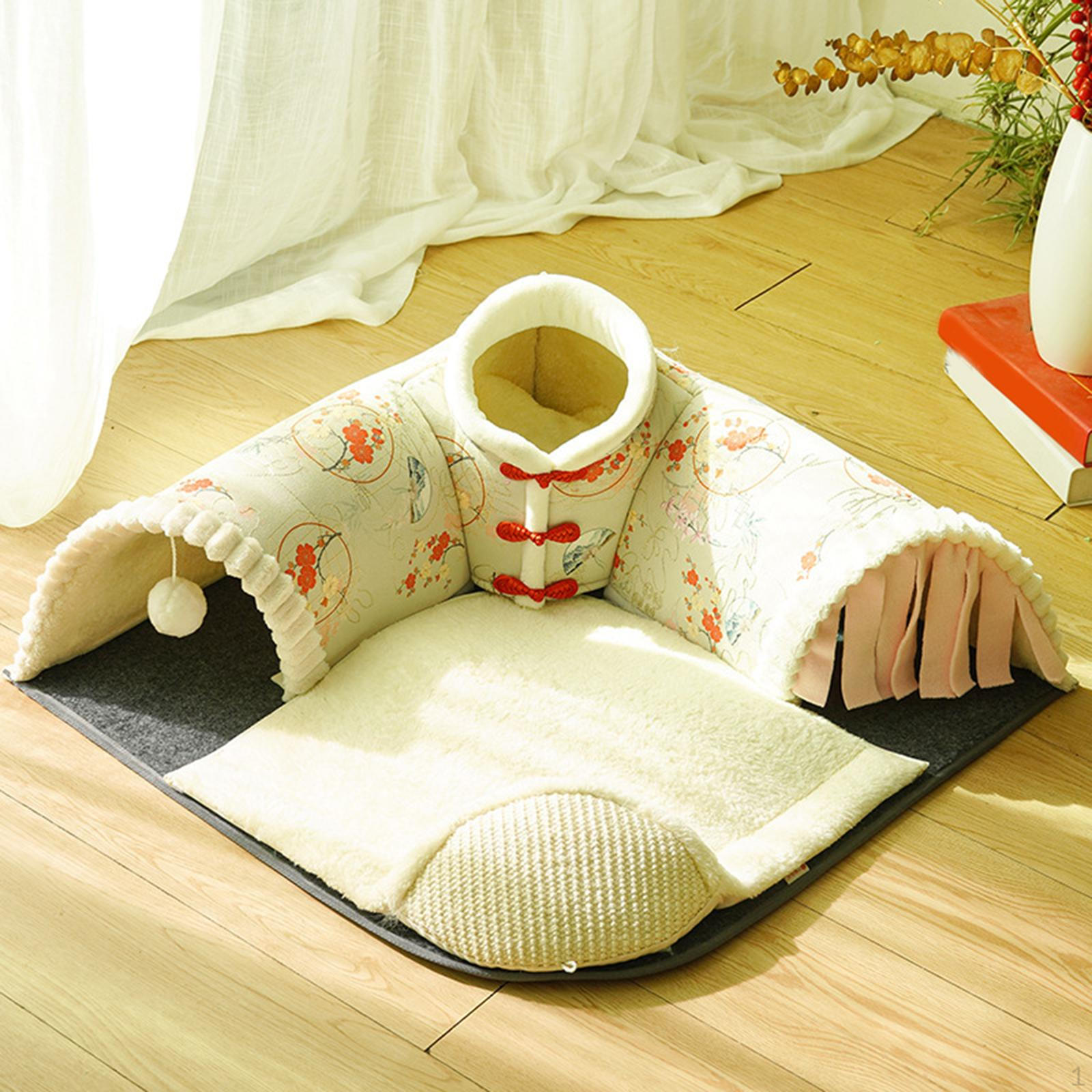 

Кровать-туннель для кошек, интерактивная дрессировка котят со съемным ковриком, прочная игровая хижина, игровой центр для зелёный