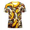 Sommer Rundhals Cartoon Frucht Bananenmuster 3D Druck Top Modisch Lässig Kurzarm Herren- und Damen-Unisex-T-Shirts