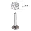 ASTM F136 Titanium PIERC Ear Lip Studs with circular CZ Top Labret Nose Stud Threaded Earrings Multi size Body Piercing Jewelry