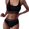 New High-Waist European & American Solid Color Lace Bikini Swimsuit