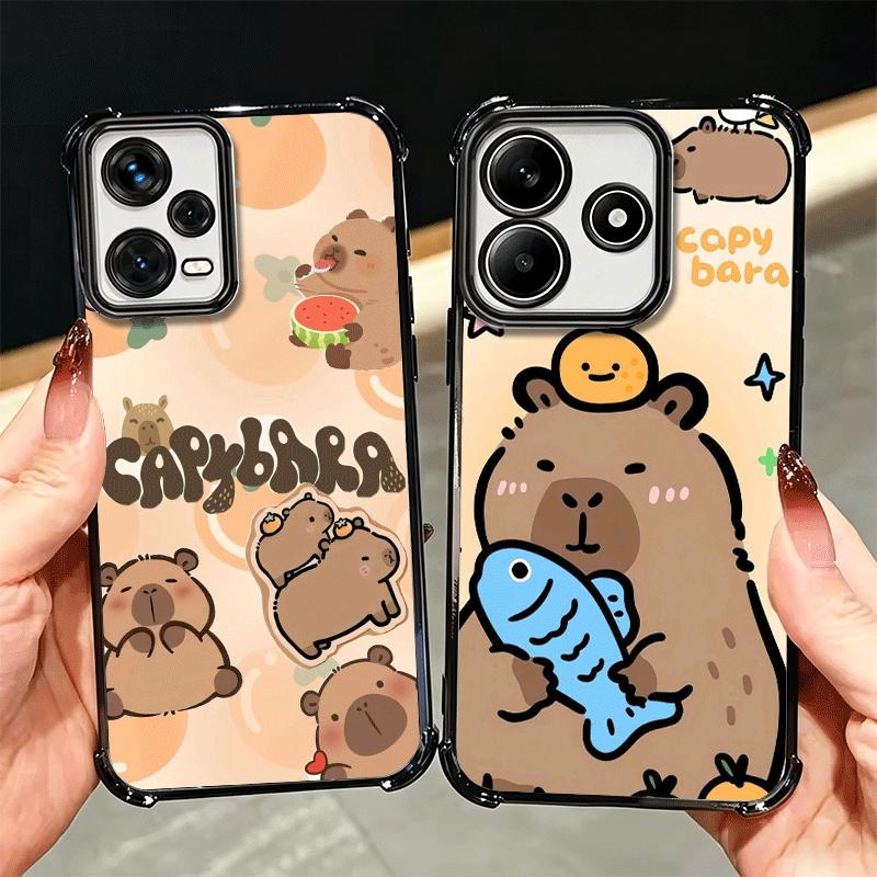 Funny Capybara Cartoon Cute Plating Phone Case For Xiaomi Redmi Note 14 15 Pro Plus 13 12 11 11S 11T 10 9S 9 5G Anti-Fall Airaba