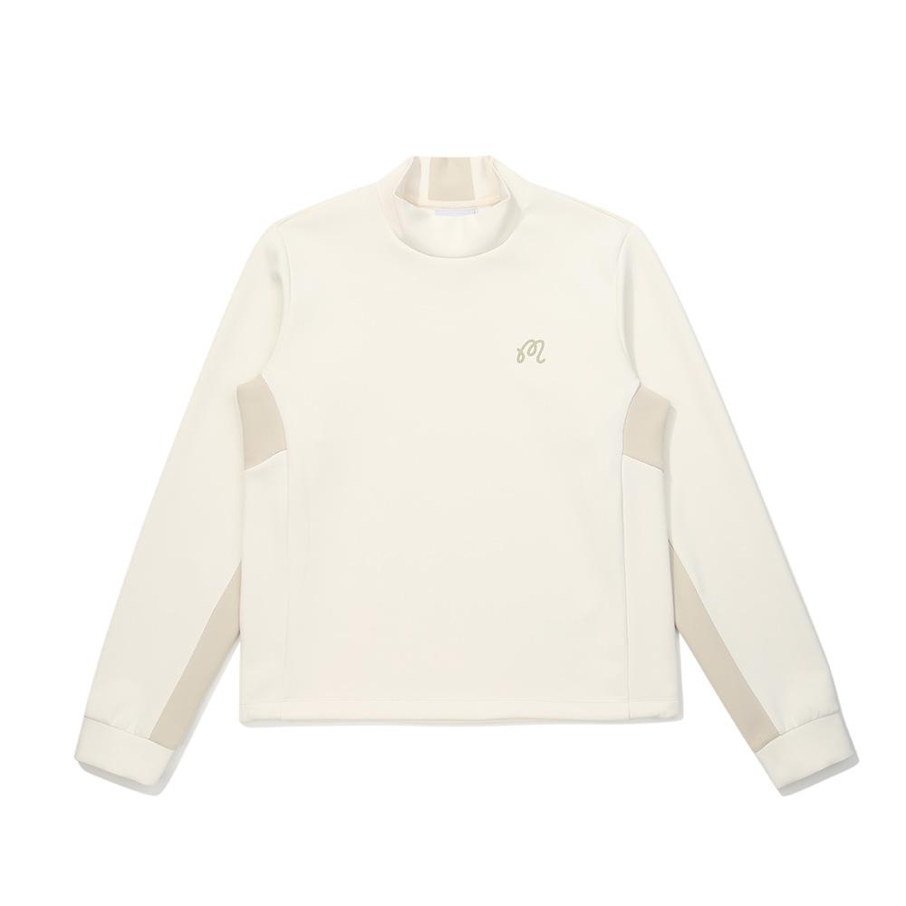 MALBON GOLF Women'S Semi-Over Mock Neck T-Shirt Cream (Woman)