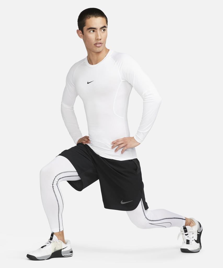 Nike Pro Dri-Fit Tight Long Sleeve Fitness Top M - White:Black / Fb7920-100